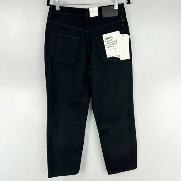 Selected Femme Kate Straight Leg Jeans With High Waist In Black NWT Size 30x32 - Picture 5 of 11